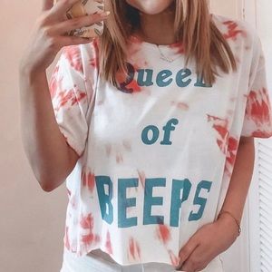 The Laundry Room Queen of Beers Tie Dye Crop Top